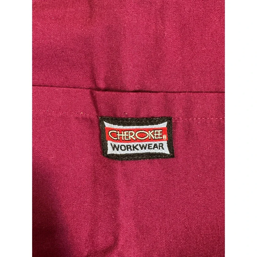 Cherokee Workwear Scrub Set 3XL Wine Burgundy V-Neck Top Drawstring Cargo Pants